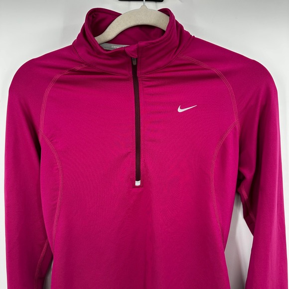Nike Dri-FIT Womens Half Zip Running Top Pink Magenta Pullover Small - Picture 2 of 8